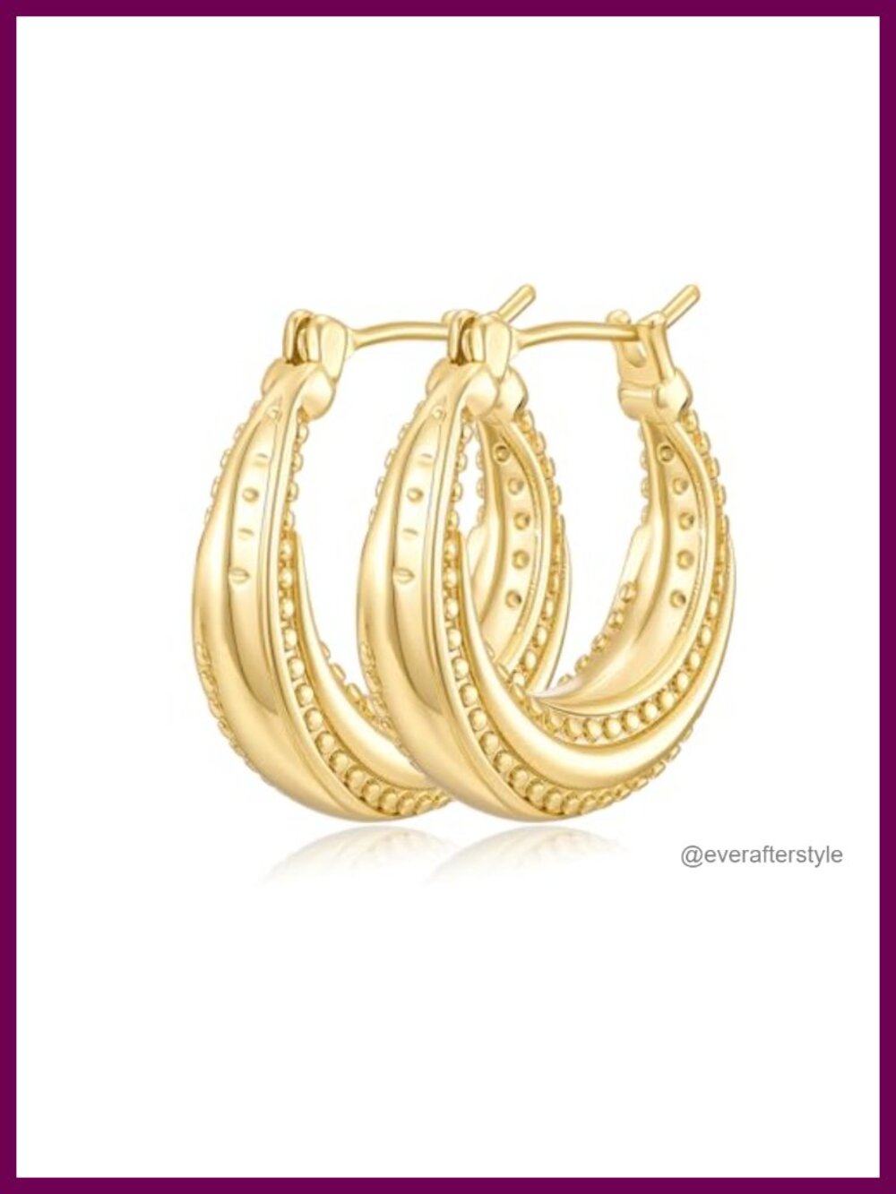 14K Gold Plated Hoop Earrings Rotating Ball Chunky Hypoallergenic 22MM